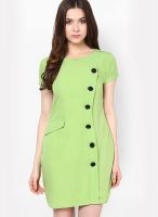 Abiti Bella Green Colored Solid Shift Dress