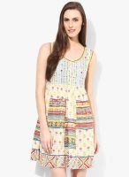 Akkriti By Pantaloons Off White Colored Printed Shift Dress