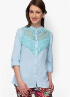 Amari West Blue Embroidered Shirt
