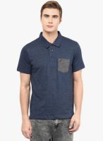 American Crew Navy Blue Solid Polo T-Shirt