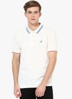 American Crew White Solid Polo T-Shirts