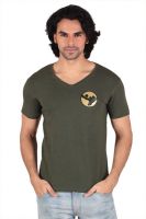Anger Beast Printed Men's V-neck Green T-Shirt