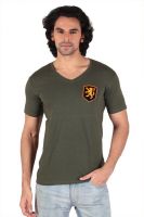Anger Beast Printed Men's V-neck Green T-Shirt