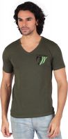 Anger Beast Printed Men's V-neck Green T-Shirt
