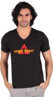 Anger Beast Printed Men's V-neck Black T-Shirt