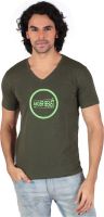 Anger Beast Printed Men's V-neck Green T-Shirt