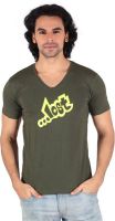 Anger Beast Printed Men's V-neck Green T-Shirt