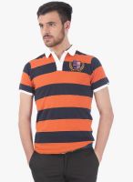 Basics Orange Striped Polo T-Shirt