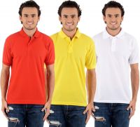 Blaze Solid Men's Polo Neck Multicolor T-Shirt(Pack of 3)
