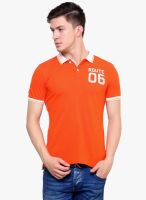 Camino Orange Solid Polo T-Shirt