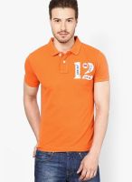 Camino Orange Solid Polo T-Shirts