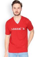 Campus Sutra Solid Men's V-neck Red T-Shirt