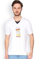 Campus Sutra Solid Men's V-neck White T-Shirt