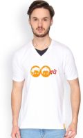 Campus Sutra Solid Men's V-neck White T-Shirt