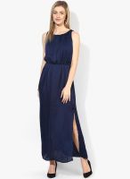 Code by Lifestyle Navy Colored Solid Maxi Dress With Belt