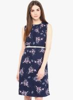 Color Cocktail Blue Colored Printed Shift Dress