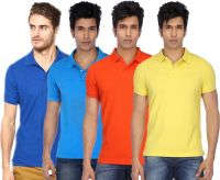 Concepts Solid Men's Polo Neck Multicolor T-Shirt(Pack of 4)