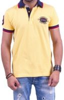 Cotton & Blends Solid Men's Polo Neck Yellow T-Shirt Cotton & Blends Solid Men's Polo Neck Yellow T-Shirt