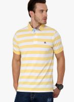 Crimsoune Club Yellow Striped Polo T-Shirts