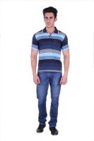 Dearclass Striped Men's Polo Neck Multicolor T-Shirt