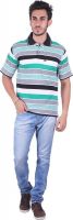 Dearclass Striped Men's Polo Neck Multicolor T-Shirt