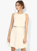 Dorothy Perkins Beige Colored Solid Shift Dress