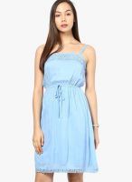 Dorothy Perkins Blue Colored Solid Shift Dress