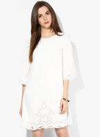 Dorothy Perkins White Colored Solid Shift Dress