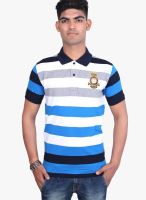 Duke Stardust Navy Blue Striped Polo T-Shirts