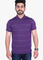 Duke Stardust Purple Striped Polo T-Shirts