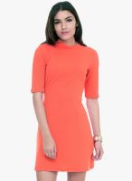 Faballey Orange Colored Solid Shift Dress
