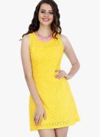 Faballey Yellow Colored Embroidered Shift Dress