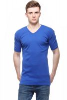 Fasnoya Solid Men's V-neck Light Blue T-Shirt