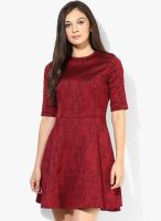 Femella Maroon Colored Printed Shift Dress