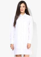 Femella White Colored Solid Shift Dress