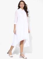 Femella White Colored Solid Shift Dress