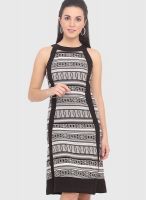 Femenino Black Colored Printed Shift Dress