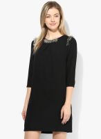 French Connection Black Colored Embellished Shift Dress