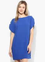 French Connection Blue Colored Solid Shift Dress