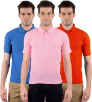 Gdivine Solid Men's Polo Neck Pink, Red, Light Blue T-Shirt(Pack of 3) Gdivine Solid Men's Polo Neck Pink, Red, Light Blue T-Shirt(Pack of 3)