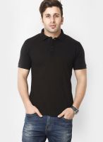 Gritstones Black Solid Polo T-Shirts
