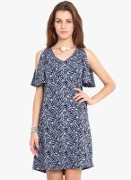 Hope and Luck Blue Colored Printed Shift Dress
