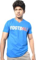 Hueman Printed Men's V-neck Blue T-Shirt