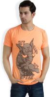 Incynk Printed Men's Round Neck Orange T-Shirt