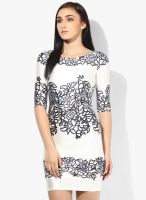 JC Collection White Colored Printed Shift Dress