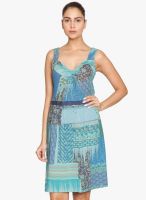 Label Ritu Kumar Blue Colored Printed Shift Dress