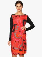 Label Ritu Kumar Red Colored Printed Shift Dress