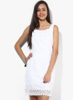 Latin Quarters White Colored Embroidered Shift Dress