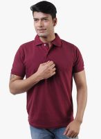 Lee Marc Maroon Solid Polo T-Shirt