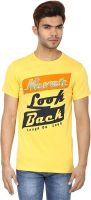 Lowcha Printed Men's Round Neck Yellow, Orange T-Shirt